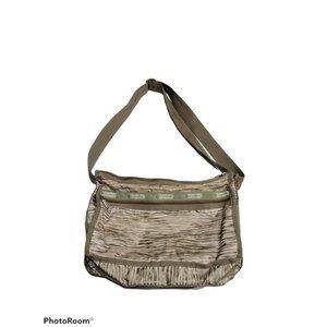 Lesportsac Medium Bag, Adjustable Strap, Tan & shiny stripes